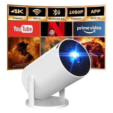Apps integrate - Mini Proiettore 4K Supporta, Smart Proiettore Portatile 5G WiFi 6 BT 5.4, Mini Projector Full HD 1080P Supporta Auto Orizzontale Trapezoid Correction - Bianco