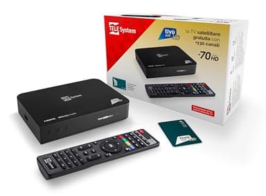 TELE System Decoder Satellitare TS9019HEVC, Smartcard tivùsat Classic (Merlin) Inclusa, Oltre 70 Canali HD Gratuiti, Aggiornamento Automatico Canali