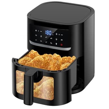 7L Friggitrice ad Aria | Friggitrice Aria con Finestra Osserv, 9-in-1 Programmi Airfryer Controllo Touch Luce integrata, 1800W Air Fryer Temperatura mas 200℃ Cottura a Basso Contenuto di Olio e Grassi