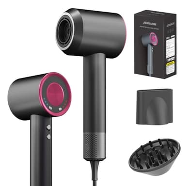 AIUNAOM Phon Capelli Professionale 160.000 giri/min- 500 Milioni Di Ioni Negativi, Accessori Magnetici, 3 Impostazioni Di Velocità e 4 Regolazioni Di Temperatura,Per Animali, Salone e Casa