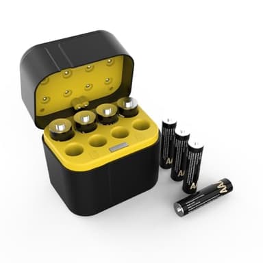 SURFOU Batterie ricaricabili al litio AAA confezione da 8 con caricabatterie, 1,5 V 1300 mWh ad alta capacità, fino a 1600 cicli di ricarica con scatola di immagazzinaggio, compatibile con telecamera