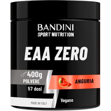 Bandini® EAA 400 g Powder - Con 9 Amminoacidi Essenziali Fermentati e Ramificati BCAA 2:1:1 - Essential AMINO in Polvere - Recupero Muscolare - Intra Pre Post Workout - EAAs 100% Vegan Gusto Anguria