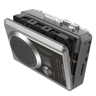 Lettore registratore a cassette portatile e radio AM/FM, lettore di cassette compatto con jack per cuffie da 3,5 mm, altoparlante integrato, alimentato a batteria/USB