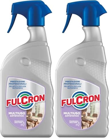 FULCRON Detergente Multiuso Antistatico, Elimina Polvere, Macchie e Impronte, Crea una Barriera Protettiva, Senza Risciacquo, Fragranza Marina, 750 ml (Confezione da 2)