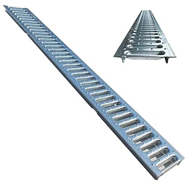 Griglia Scolo Acqua Piovana 100x13 cm in Acciaio Zincato - Griglia Carrabile A15 per Canaletta Scolo Acqua - Fissaggio a Pressione, Drenaggio Efficiente e Resistente Agli Agenti Atmosferici