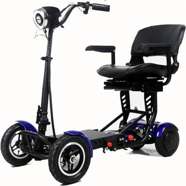 Mobilità Per Scooter 4 Ruote Supporta 136Kg Deambulatori Per Anziani Scooter Leggero Con Sedile Per Adulti Anziani Disabili Dispositivo Di Mobilità Elettrica Pieghevole A 4 Ruote blue