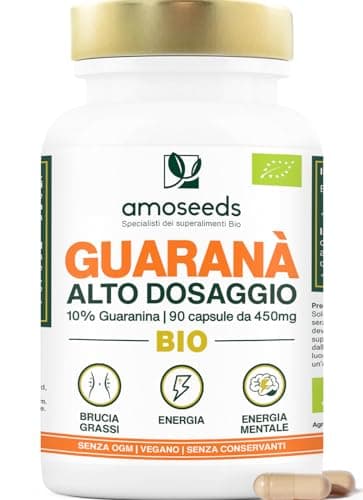 Guaranà BIO Extra Forte, 5400mg al giorno | 10% Caffeina Naturale | 90 capsule | Equilibrio del peso, Energia, Concentrazione | Qualità Superiore