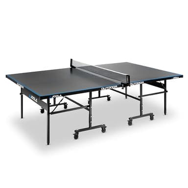 JOOLA Tavolo da Ping Pong Outdoor J200A Professionale, 6 mm, Superficie composita in Alluminio, Resistente alle intemperie, Pieghevole, Struttura Rapida, Colore: Grigio/Blu, 274 x 152,5 x 76 cm