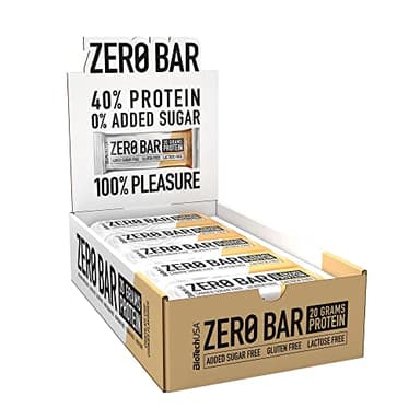 BioTechUSA Zero Bar - Snack proteico a basso contenuto di zuccheri e senza lattosio | Struttura croccante | Gusti deliziosi | Ideale per diete e allenamenti, 20*50 g, Chocolate Chip Cookies