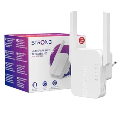 STRONG Ripetitore WiFi 300Mbps, Amplificatore WiFi, Porta LAN 100Mbps, Extender e Access Point, Indicatore Segnale LED, Installazione Facile, WPS, Compatibile con Router