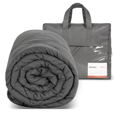 Winthome Coperta Ponderata con Copripiumino 135X200cm 6kg, Weighted Blanket Anxiety, Coperta Antistress per Sonno Profondo e Migliore Recupero, Heavy Blanket Accogliente Adulto (Grigio)