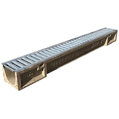 Canaletta di Scolo Acqua Piovana SELF100 in Calcestruzzo Polimerico 100x12 cm con Griglia Zincata – Drenaggio Acqua Piovana per Garage, Interrati, Cortili – Griglia a Scatto Anti-Movimento