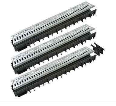 Set kit Canaletta di Scolo Acqua Carrabile 100X10 cm, Cana Acqua Piovana PP-PE con Griglia Scolo Acqua Piovana, Canalette Scolo Acqua Piovana per Interrati Garage ed Altro (100X10 KIT 3 PZ)