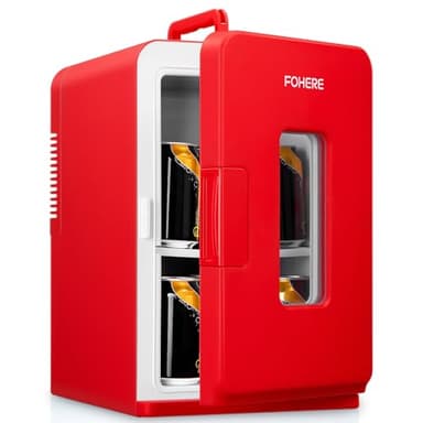 FOHERE Mini Frigo 2 in 1, Frigorifero Portatile da 15 Litri con Funzione di Raffreddamento e Riscaldamento, 12V DC/220V AC per Auto, Uffici e Camere da Letto, Modalità Eco & Max