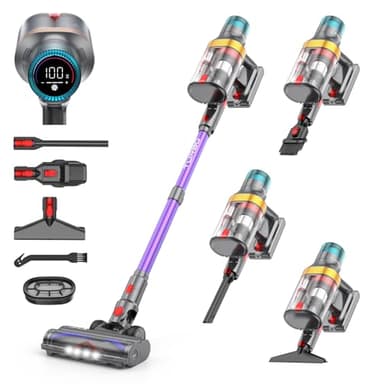 aonus A9 Max Aspirapolvere senza Fili 58Kpa/600W/75Min, Scopa Elettrica senza Fili Potente con Autoportante, 1.8L Capacità Ultra Grande, Touchscreen Intelligente per Peli Animali/Pavimento/Tappeti