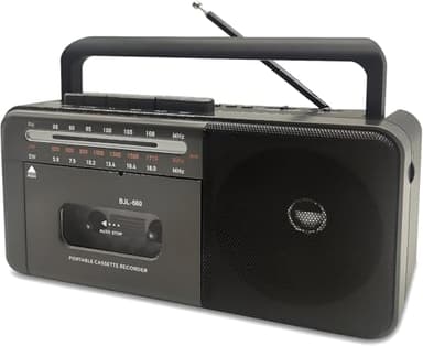CTDZLED Boombox - Lettore di cassette Bluetooth registratore a nastro Am/FM/SW Radio Stereo Tape Player/Registratore con grande altoparlante e connettore per cuffie, USB/TF/MP3 Tape Player AC o