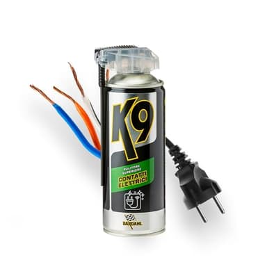 Bardahl K9 - Pulitore Superiore Contatti Elettrici, Detergente Sgrassatore Spray per la Pulizia di Contatti Elettrici, Elimina Grasso, Olio, Polvere e umidità, Crea Film Antiossidante, 400 ml