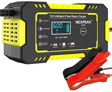 Caricabatterie Auto Intelligente 12V per Batterie Acido - Ricarica e Manutenzione per Auto e Moto - Desolfatore con Mantenimento