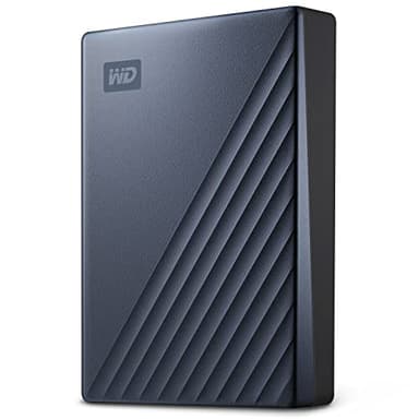 WD 5TB My Passport Ultra Hard Disk Esterno Portatile, USB-C, USB 3.2 Gen 1/USB 3.0, Protezion con password, Software per la gestion e il backup, Formatto per Windows, Blu Notte