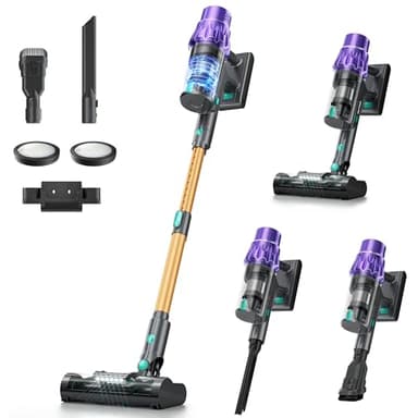 Aspirapolvere Senza Fili Potente, 50KPA/70 Mins Scopa Elettrica Senza Fili con Touchscreen Intelligente/Sensore Automatico di Polvere/Anti-Avvolgimento,Aspirapolvere per Tappeti Pavimenti Peli Animali