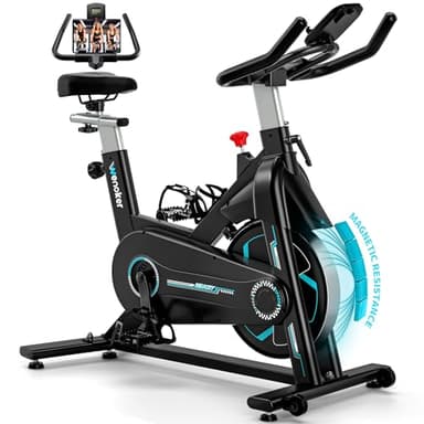 Wenoker Cyclette aggiornata al 2025, cyclette magnetica per la casa, cyclette da interno con sistema di ammortizzamento, volano pesante e monitor LCD migliorato, portata fino a 160 kg.