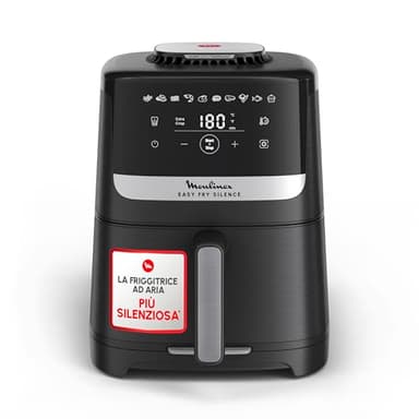 Moulinex Easy Fry Silence, Friggitrice ad Aria Silenziosa 5L/1.5kg per 6 Persone, 1670W, Sistema Easy Clean & Store, 10 Programmi, Touchscreen, Cestello Lavabile in Lavastoviglie, Nera, EZ5528