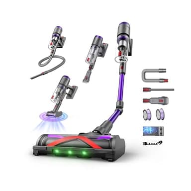 Circlio Aspirapolvere Senza Fili, 600W/58kPa, Scopa Elettrica Senza Fili 75 Min, Aspirapolvere Senza Filo con Pieghevole, Spazzola Turbo Mini Antiacaro, Autoportante per Tappeti/Pavimenti/Peli Animali