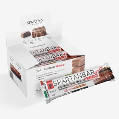 Spartan Bar, Barrette Proteiche Spartan, 27 Grammi di Proteine, Senza Glutine, Senza Zuccheri, Senza Grassi Trans, Vegetariana, 12 Barrette da 55g (Gusto Sacher)
