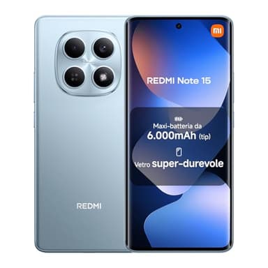 XIAOMI Redmi Note 15, Smartphone 8+256GB, Batteria da 6000 mAh, Resistenza all’acqua, Fotocamera super nitida da 108 MP, Display FHD+ da 6,77", Blu Ghiacciaio, Garanzia 2 anni, Caricatore non incluso