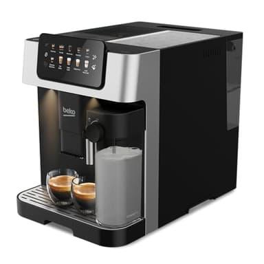 BEKO CEG7304X - Macchina Caffè Automatica Caffe in Grani con Macina Caffè e Chicchi Integrato - Macchinetta con Lattiera per Espresso e Cappuccino, Display Touch, Pressione 19 Bar 27,5x40,5xh34 - Nero