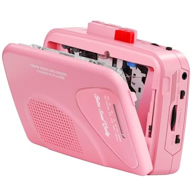 Lettore Registratore di cassette Portatile, Radio AM/FM, Altoparlante Integrato, Presa Cuffie, Clip da Cintura Incluso