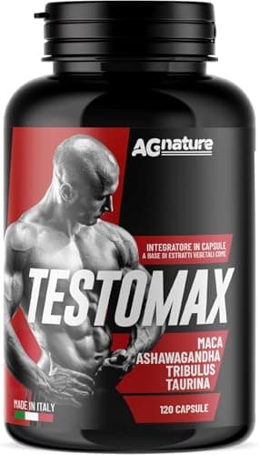 AG nature Testosterone Uomo Aumento Massa Muscolare x Palestra 120 Capsule | Integratore Forte Energizzante con Maca Peruviana, Magnesio, Zinco e Vitamina B6
