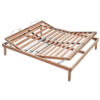 Evergreenweb - Rete Matrimoniale 180x200 a Doghe in Legno Faggio Alzata Manuale Unica ALZA Testa e Piedi Pieghevole Ortopedica Base Letto o Materasso con Regolatori Rigidità Gambe Smontabili, Offerta
