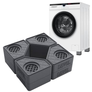 DEWEL Rialzi per Mobili,Piedini Antivibrazione Lavatrice Universali,Piedini Lavatrice Asciugatrice,Impilabili 4.4/7.8 cm,PP&Gomma