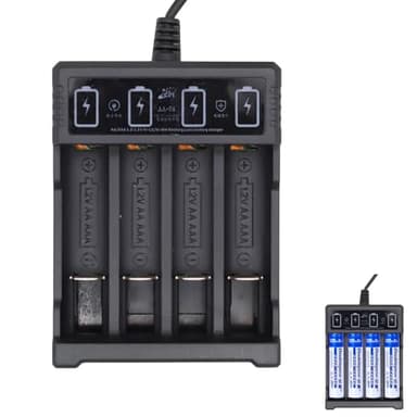 Caricabatterie Indipendente A 4 Slot Per Batterie Ricaricabili AA E AAA Ni-MH, Display LCD, Sistema Di Raffreddamento E Sicurezza Avanzata Per Ricariche Efficaci, Caricatore Pile Ricaricabili