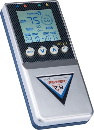 TESMED elettrostimolatore Muscolare Max 7.8 Power con 8 elettrodi- 125 tipologie di trattamenti: Addominali, potenziamento, Aumento Muscolare, estetica, Massaggi Benessere
