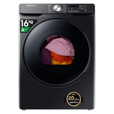 Samsung Asciugatrice grandi capacità DV16T8520BV/ET, 16 kg, Hybrid Heatpump, Classe A+++, Wifi, Oblò reversibile, Carica Frontale, 69l x 98h x 84p cm