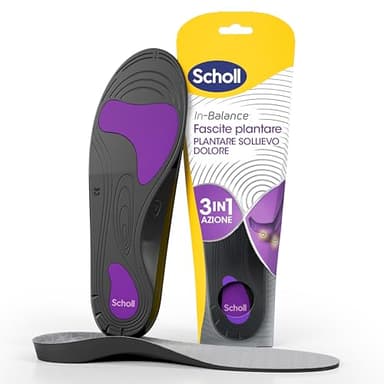 Scholl In-Balance Plantare Sollievo Dolore Fascite Plantare, Plantari con Arco Plantare Rinforzato e Supporto sul Tallone per Alleviare il Dolore, Taglia M (40-42), 1 Paio, Uomo e Donna