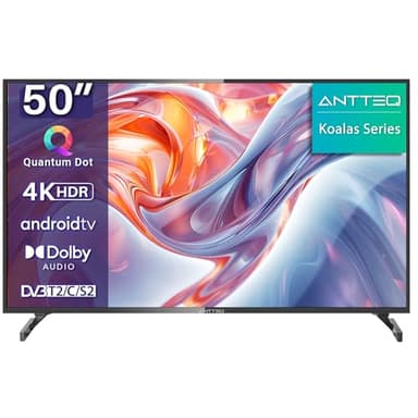 Antteq Koalas Series Q50 Smart TV 50 Pollici 4K UHD HDR QLED Android TV 127 cm (DVB-T/T2/C) con App Store (10.000+ app), Bluetooth 5.0, Assistente, Wi-Fi 2.4 GHz/5 GHz