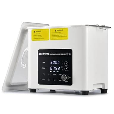 CREWORKS 3L Pulitore Ultrasuoni Digitale 120W Vasca Ultrasuoni 3 Litri con 3 Modalità Degas e 7 Livelli di Oscillazione 100W Riscaldatore Timer e LCD Schermo per Orologi Occhiali Uso Domestico