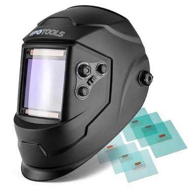Casco da saldatura automatico IPOTOOLS LY800H – Maschera per saldatura con tecnologia True-Colour, campo visivo XXL (100 × 93 mm), classe ottica 1/1/1/1, e 4 sensori di alta qualità