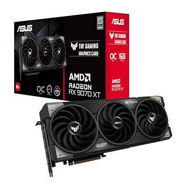 ASUS TUF Gaming AMD RX 9070 XT OC Edition, Scheda Grafica 16 GB GDDR6, 256 Bit, PCIe 5.0, 1 HDMI 2.1, 3 DisplayPort 2.1, Software GPU Tweak III, Nero, TUF-RX9070XT-O16G-GAMING