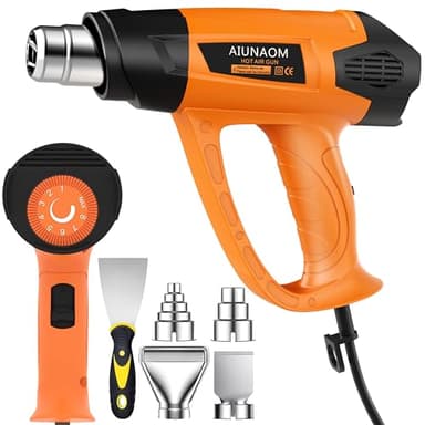 AIUNAOM Pistola Termica 2000W Pistola ad Aria Calda Professionale 9 livelli di temperatura regolabile 50℃- 650℃ con 6 Accessori e Protezione da Sovraccarico Per Sverniciare, Riscaldare e Scongelare