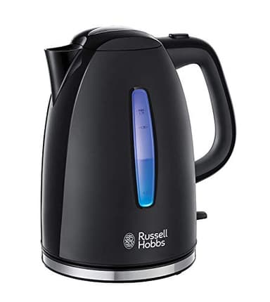 Russell Hobbs Bollitore Elettrico, 1.7 L, 2400 W, Energy Saving ok, Luce Blu, Texture Plus Nero, 22591-70