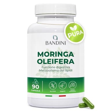 Bandini® Moringa Oleifera, Integratore Naturale Ricco di Vitamine, Minerali e Antiossidanti – Supporto Superfood per Energia ed Equilibrio Quotidiano – 90 Capsule 100% Vegane e Senza OGM