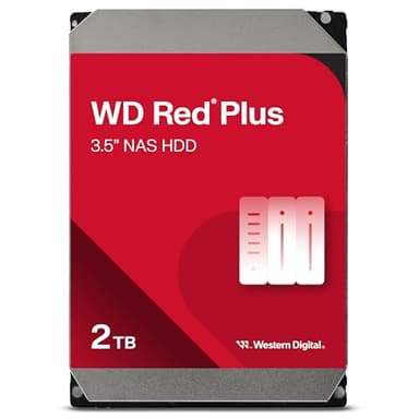 WD Red Plus 2TB NAS Hard Disk Interno 3,5" - 5400 RPM, SATA 6Gb/s, CMR, Cache da 64MB