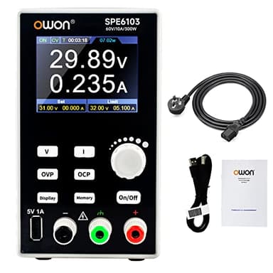 OWON SPE6103 Alimentatore CC programmabile, 300 W, 60 V/10 A, protezione multipla a 4 cifre ad alta precisione, display LCD TFT 2,8 pollici con porta USB, supporta l'alimentazione laboratorio SCPI