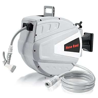 Tubiaz Avvolgitubo da 20 m, montaggio a parete, tubo da giardino con ritiro automatico, scatola tubolare girevole a 180 gradi, tamburo per irrigazione giardino (grigio)