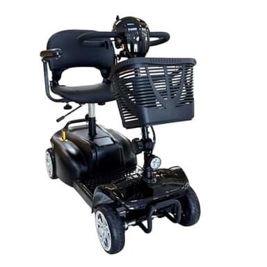 Scooter Elettrico per Disabili e Anziani Pieghevole per Persone con Mobilità Ridotta, Sedile Girevole 360°, Braccioli Ribaltabili, Cestino, Dotato di Presa di Ricarica, Dispositivo Medico Classe 1