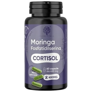 Fosfatidilserina 450mg potenziata con Moringa | Abbassa CORTISOLO, Utile per Stress, Metabolismo, Memoria e Concentrazione | Integratore Alimentare | 60 Capsule Naturali Made in Italy | RedMoringa